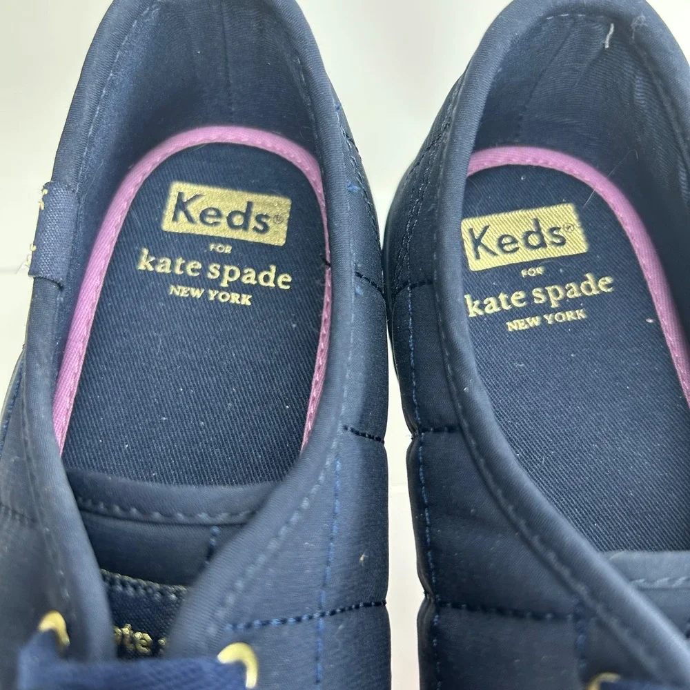 Keds x Kate Spade New York Quilted Navy Blue Lace Up‎ Sneakers WF65373 Womens 8